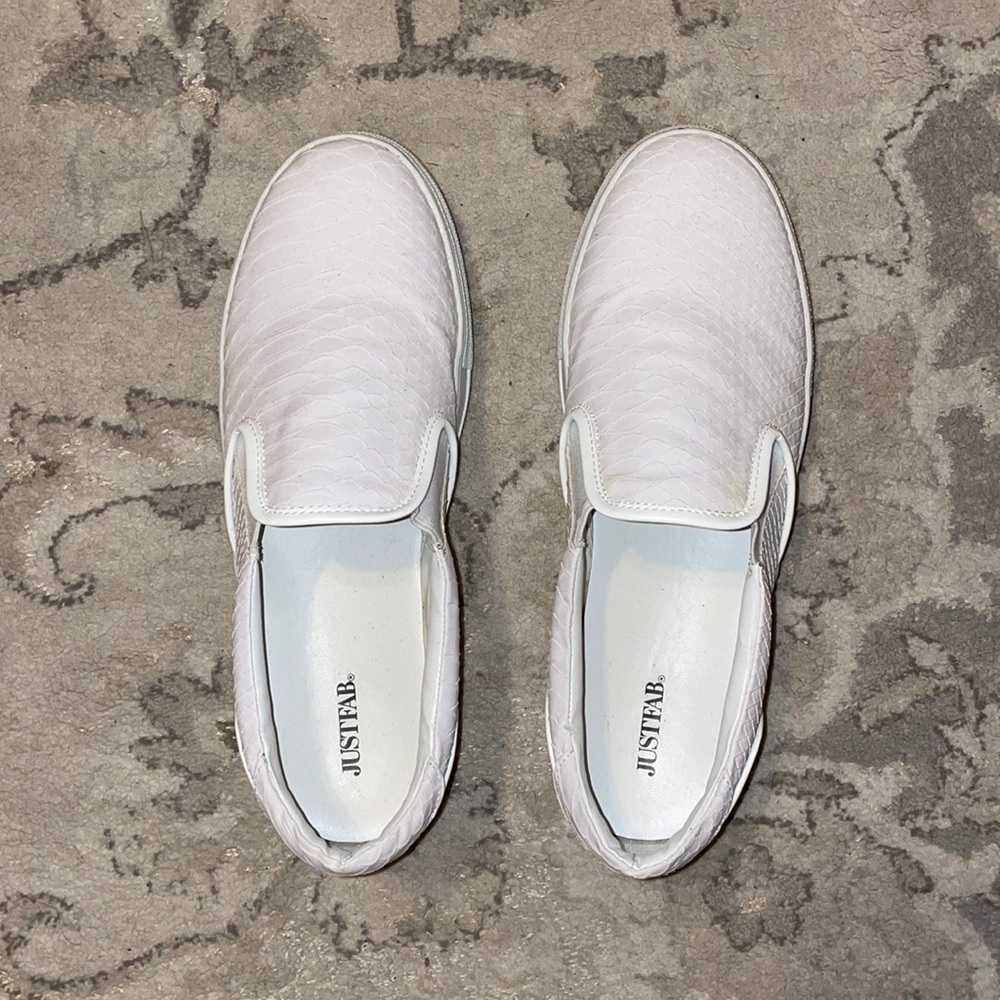 Just Fab White Slip-On Sneakers